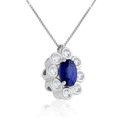 Collana con ciondolo - 18 carati Oro bianco - 0.14ct. tw. Diamante - Zaffiro