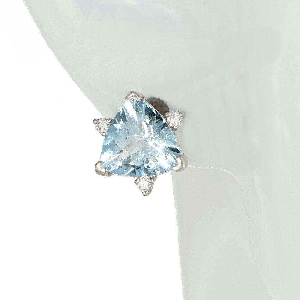 Orecchini - 18 carati Oro bianco - 0.06ct. tw. Diamante - Acquamarina