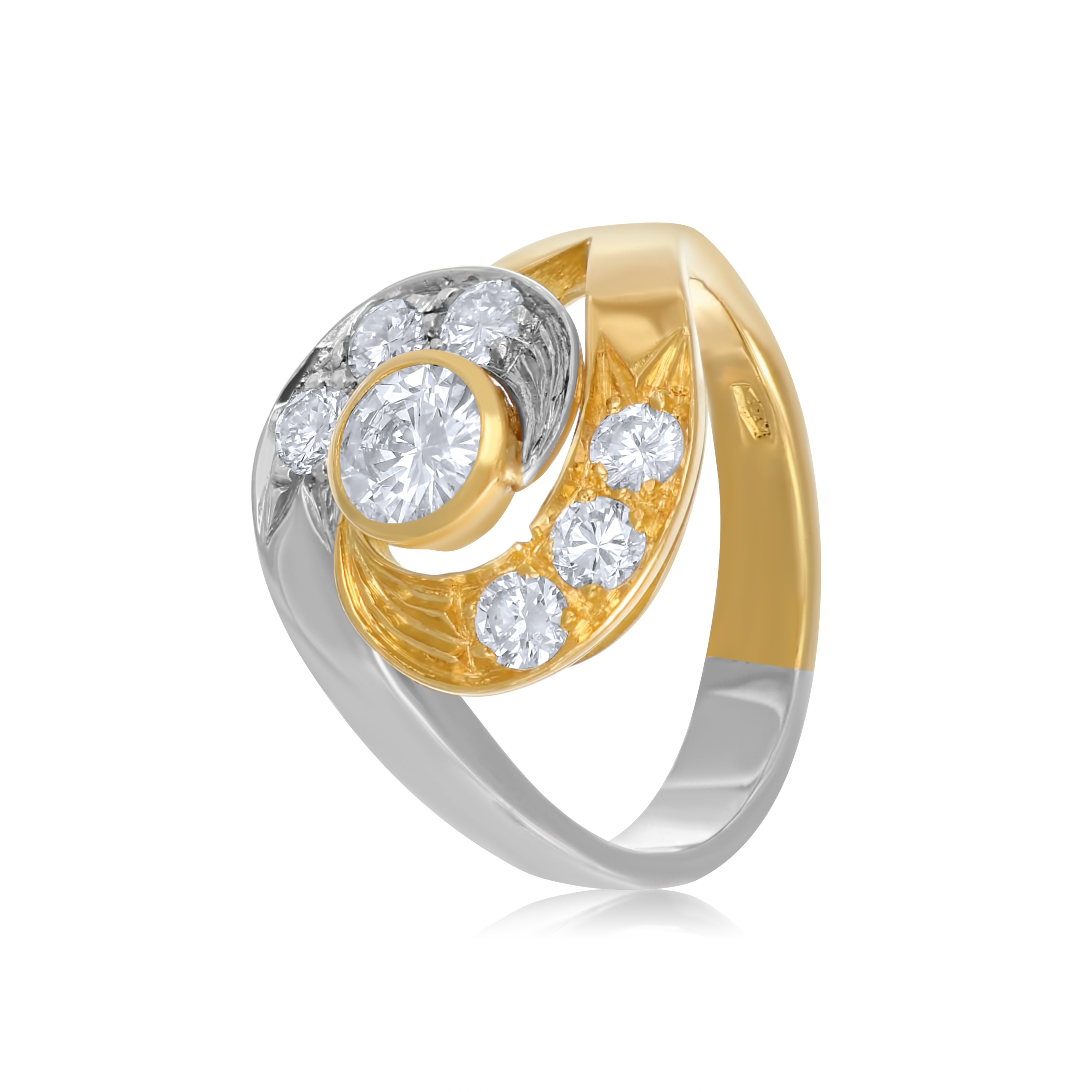 Anello - 18 carati Oro bianco, Oro giallo - 0.90ct. tw. Diamante (Naturale)