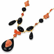 Collana con ciondolo - 18 carati Oro giallo - Corallo