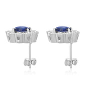 Orecchini - 18 carati Oro bianco - 2.16ct. tw. Zaffiro - Diamante