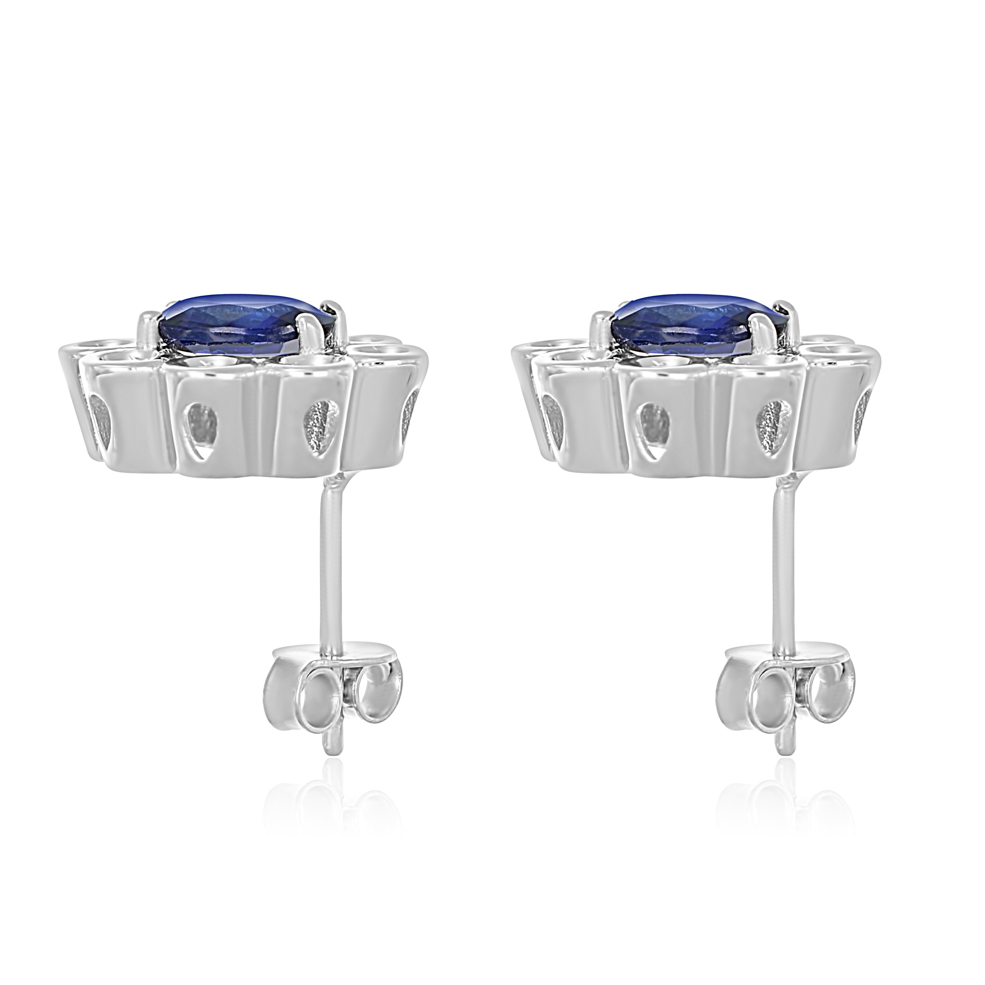 Orecchini - 18 carati Oro bianco - 2.16ct. tw. Zaffiro - Diamante