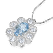 Collana con ciondolo - 18 carati Oro bianco - 0.18ct. tw. Diamante (Naturale) - Acquamarina