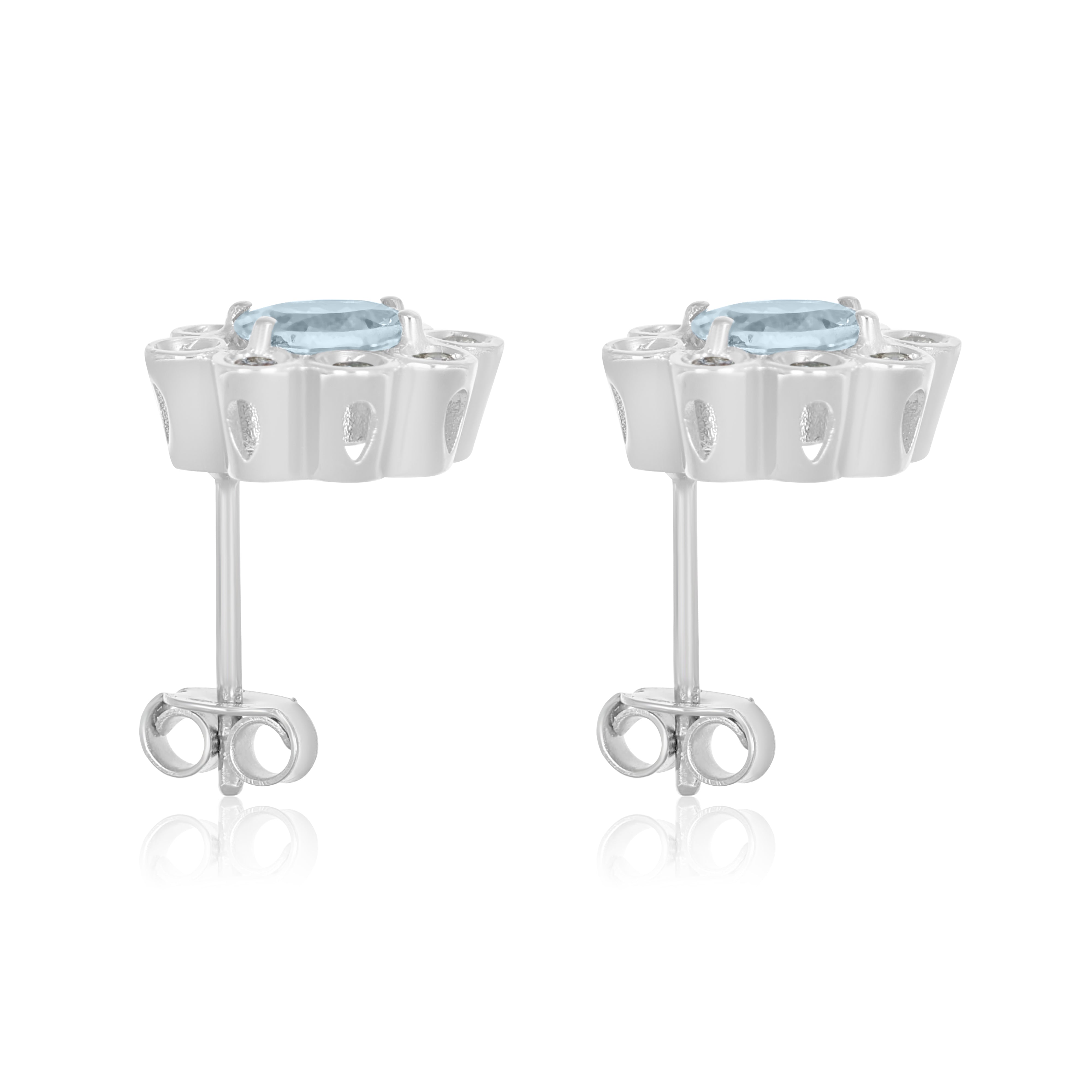 Orecchini - 18 carati Oro bianco - 2.01ct. tw. Acquamarina - Diamante