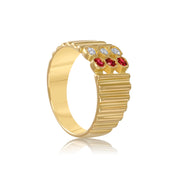 Anello - Oro giallo 18 kt. - 0,21 ct. tw. Rubino - Diamante