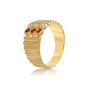 Anello - Oro giallo 18 kt. - 0,21 ct. tw. Rubino - Diamante