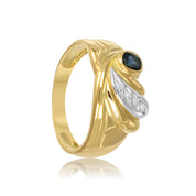 Anello - Oro bianco 18 kt., Oro giallo - 0,06 ct. tw. Diamante (naturale) - Zaffiro