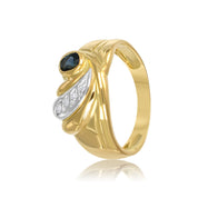 Anello - Oro bianco 18 kt., Oro giallo - 0,06 ct. tw. Diamante (naturale) - Zaffiro