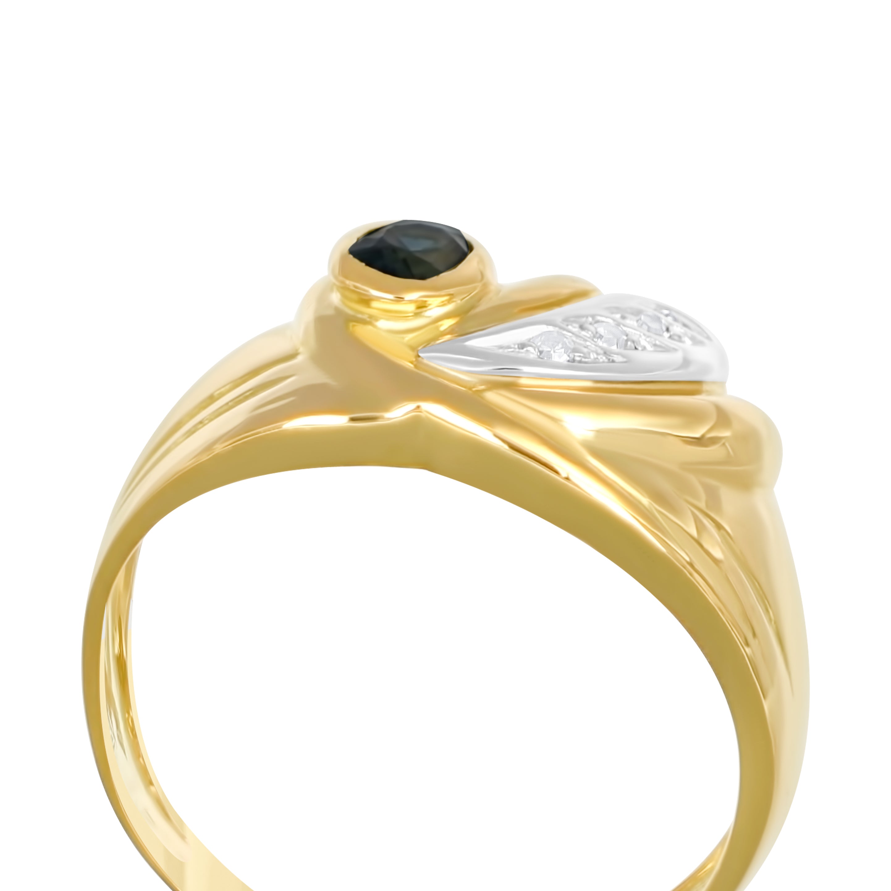 Anello - Oro bianco 18 kt., Oro giallo - 0,06 ct. tw. Diamante (naturale) - Zaffiro