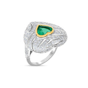 Anello - 18 carati Oro bianco, Oro giallo - 1.10ct. tw. Diamante (Naturale) - Smeraldo