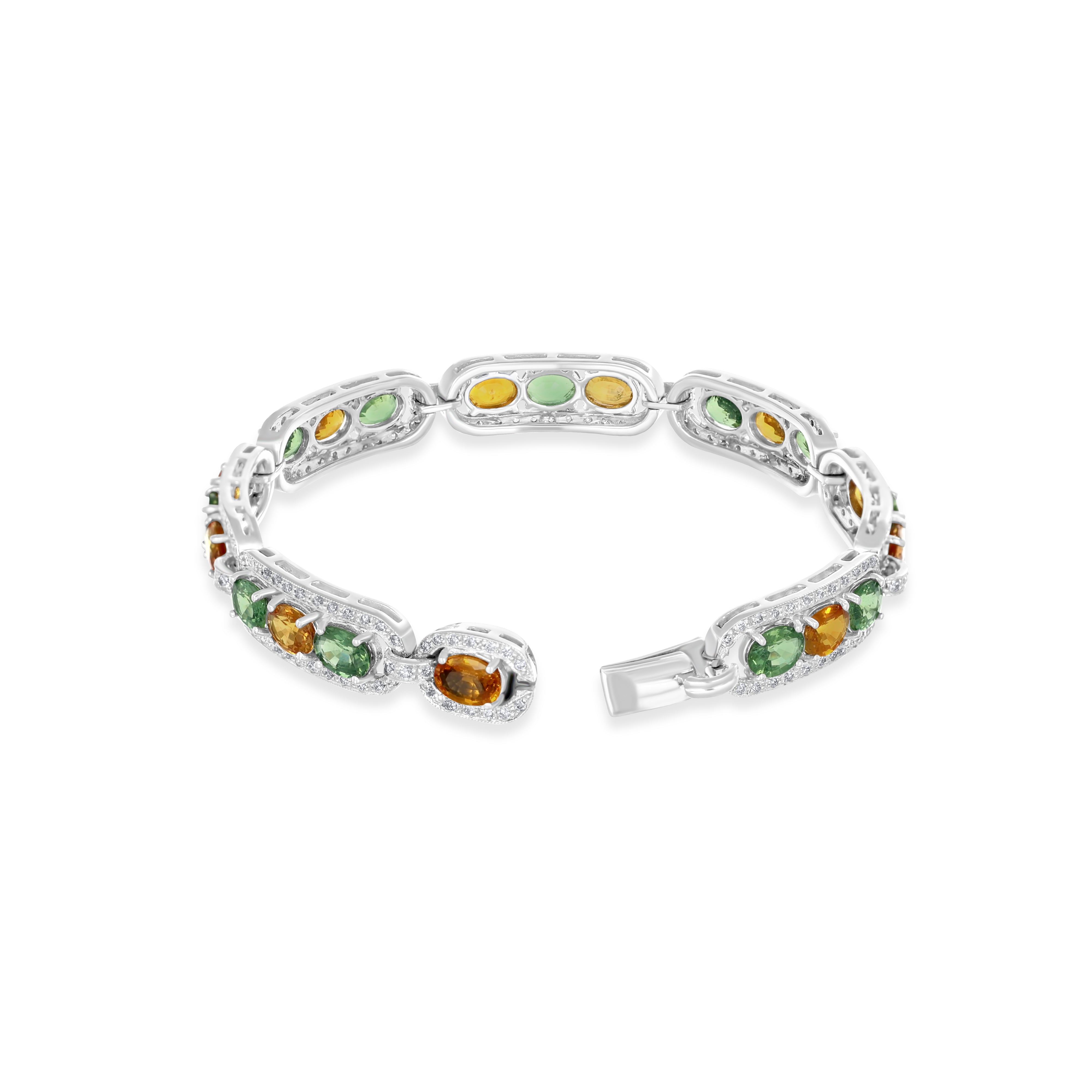 Bracciale - 14 carati Oro bianco - 2.10ct. tw. Diamante (Naturale) - Zaffiro