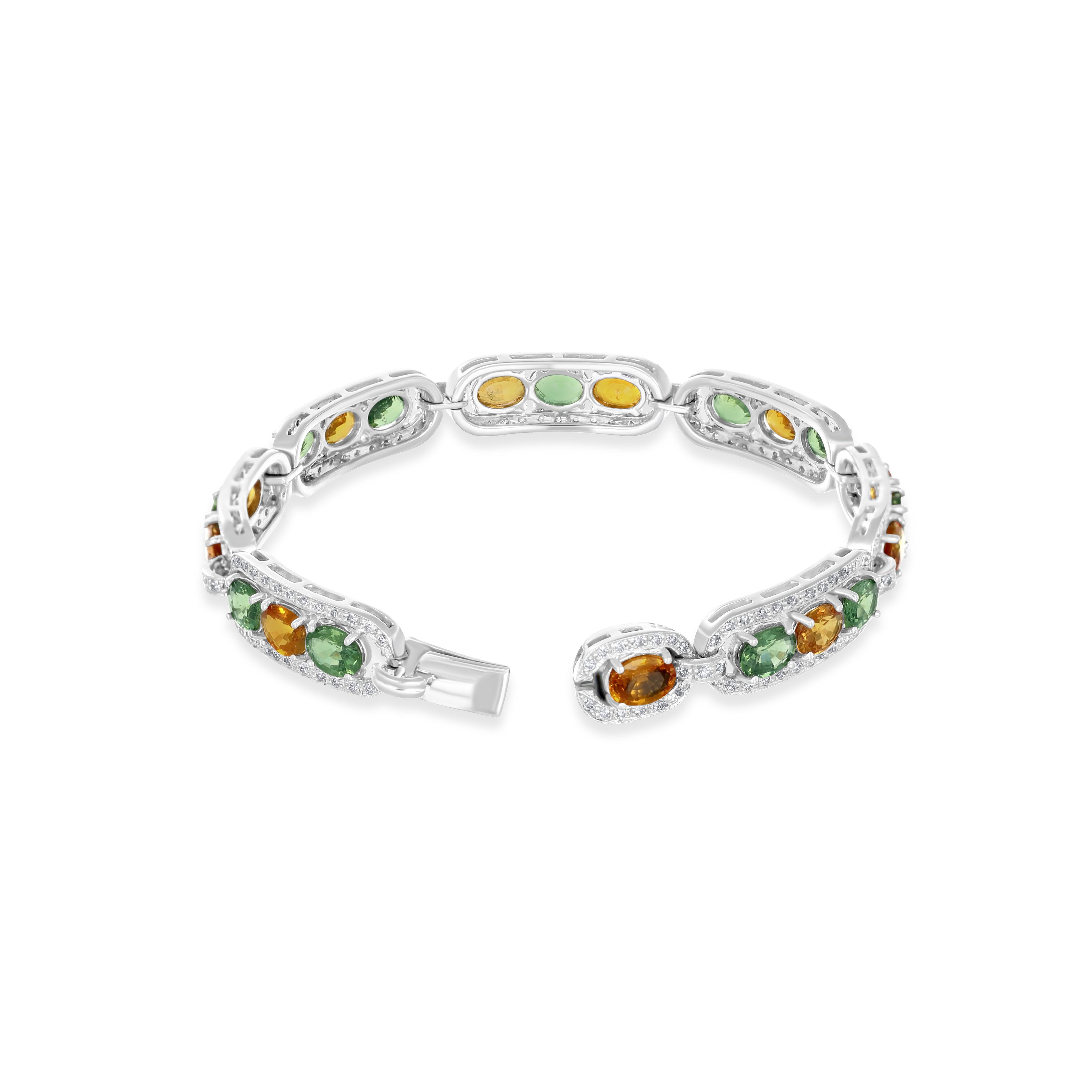 Bracciale - 14 carati Oro bianco - 2.10ct. tw. Diamante (Naturale) - Zaffiro