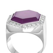 Anello - 18 carati Oro bianco, Corindone viola 11.50 Ct - 12.10ct. tw. - Diamante