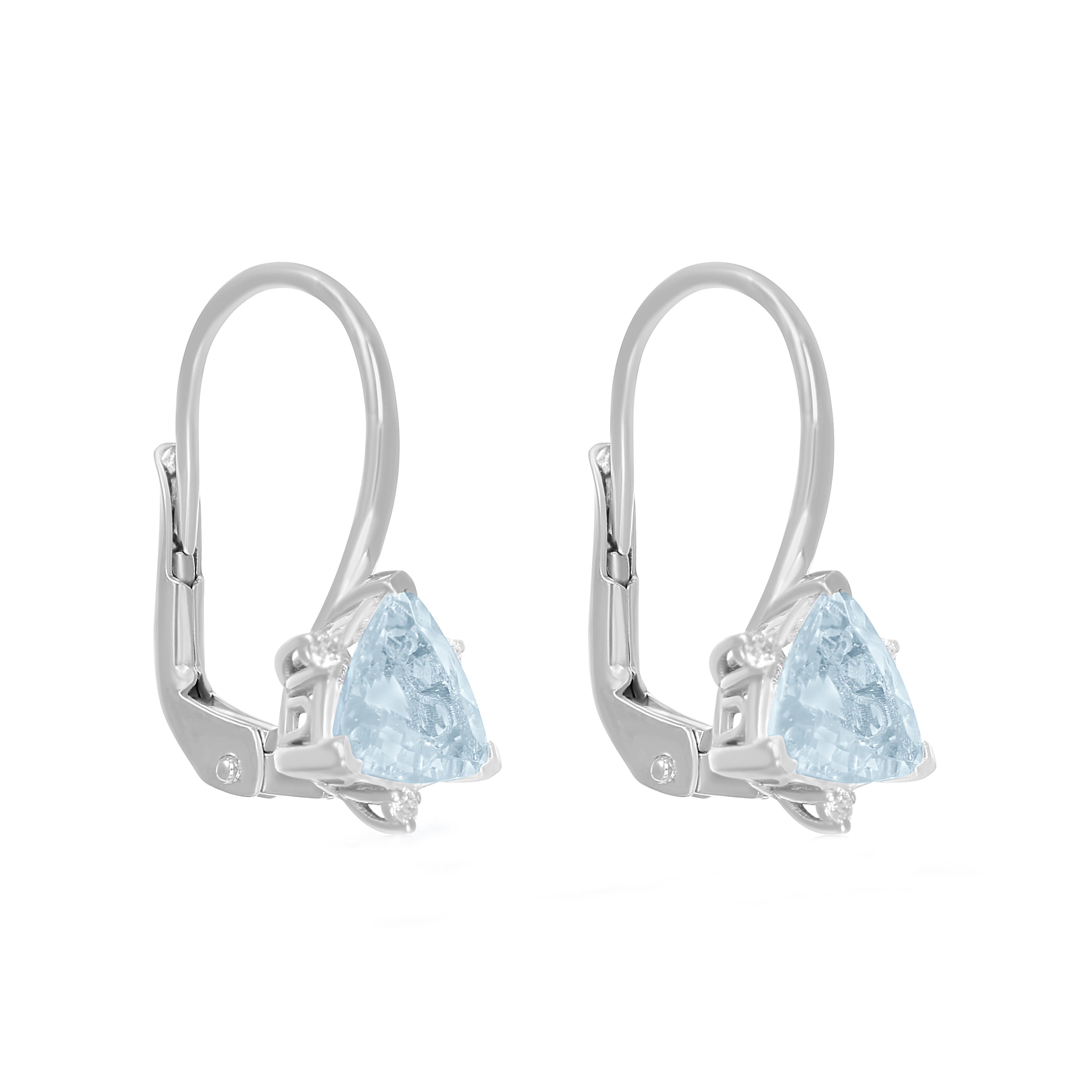 Orecchini - 18 carati Oro bianco - 0.09ct. tw. Diamante (Naturale) - Acquamarina