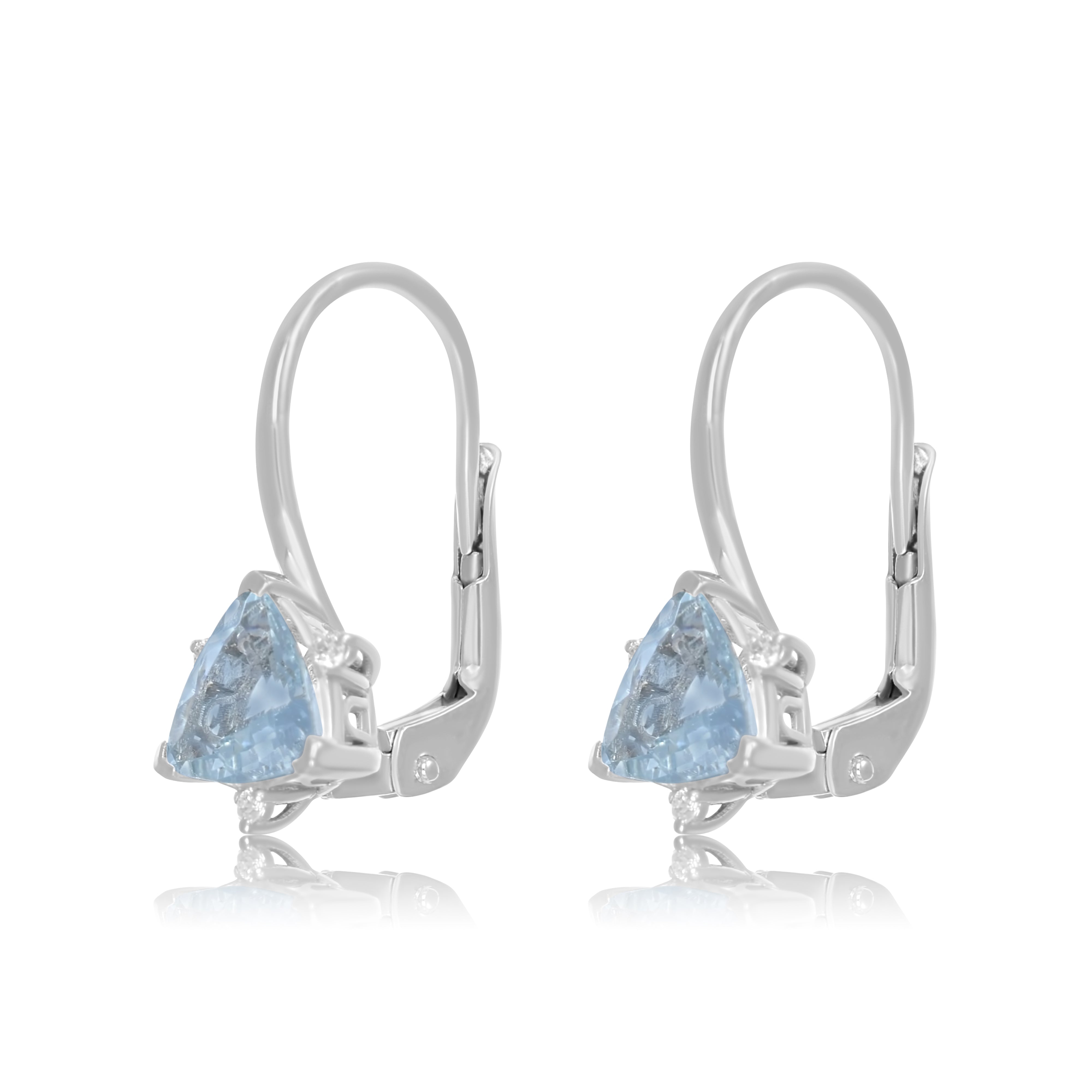 Orecchini - 18 carati Oro bianco - 0.09ct. tw. Diamante (Naturale) - Acquamarina