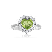 Anello - 18 carati Oro bianco - 0.28ct. tw. Diamante (Naturale) - Peridoto