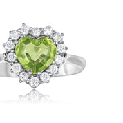 Anello - 18 carati Oro bianco - 0.28ct. tw. Diamante (Naturale) - Peridoto