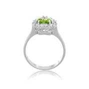 Anello - 18 carati Oro bianco - 0.28ct. tw. Diamante (Naturale) - Peridoto