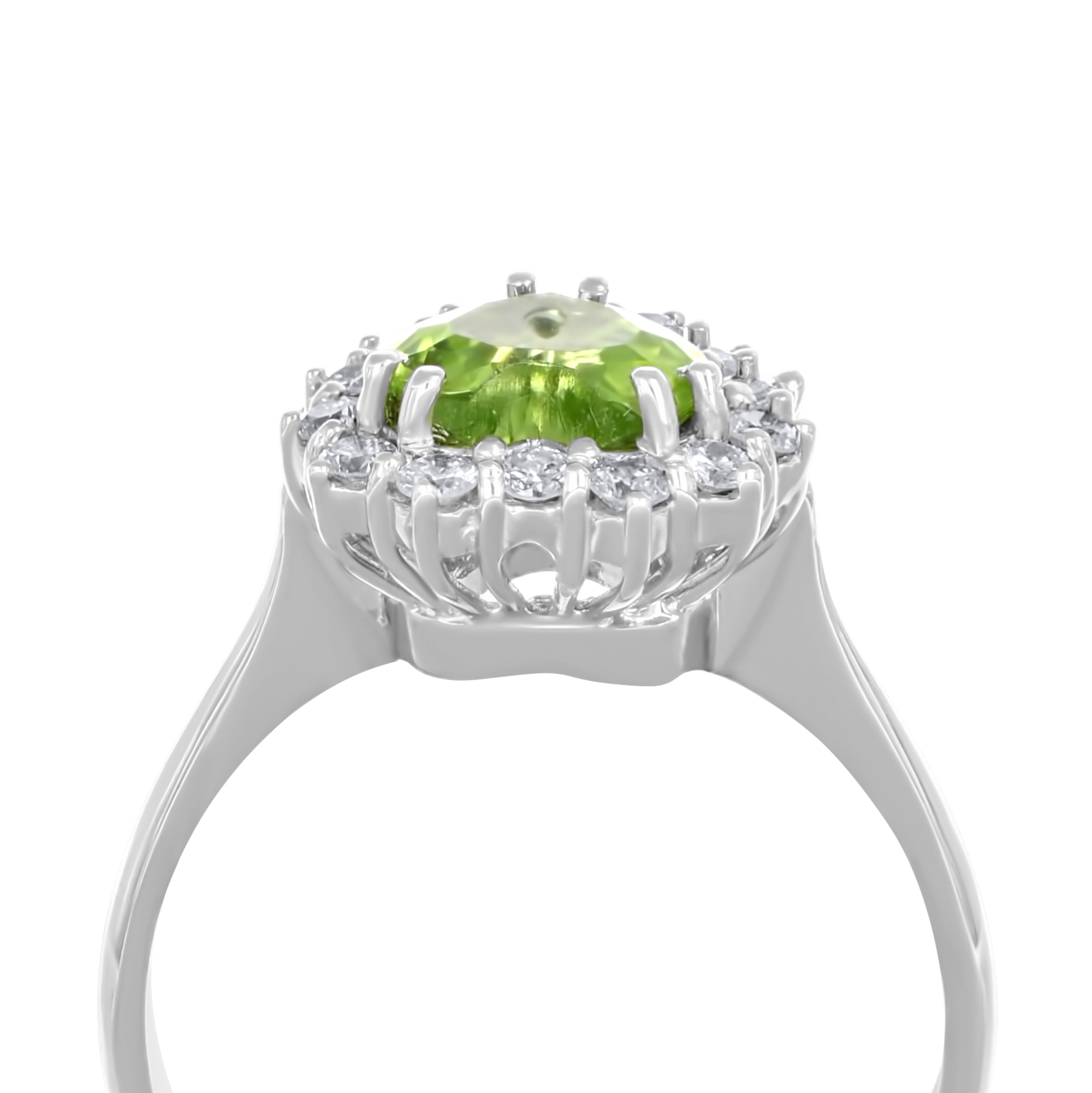 Anello - 18 carati Oro bianco - 0.28ct. tw. Diamante (Naturale) - Peridoto