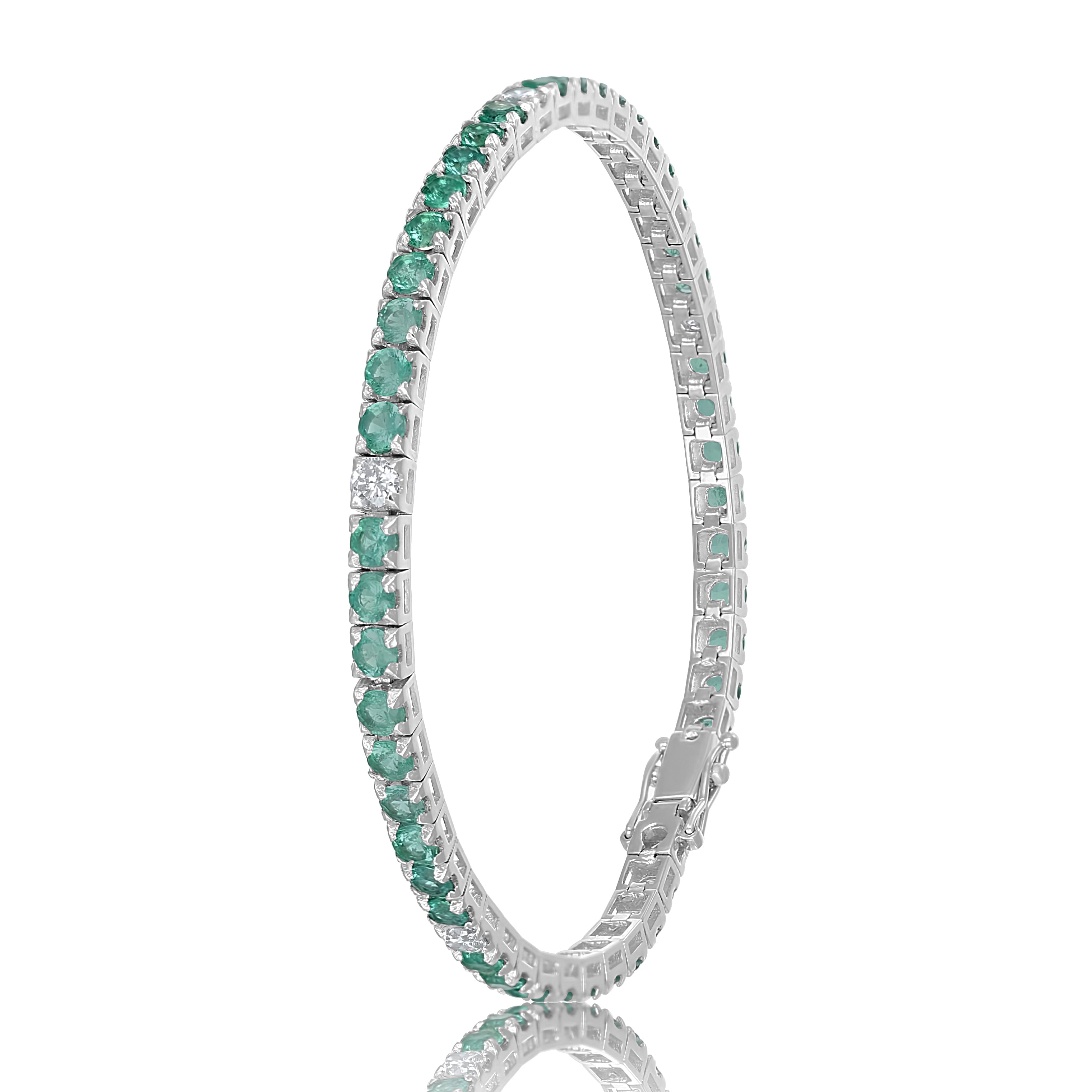 Bracciale - 18 carati Oro bianco - 0.50ct. tw. Diamante (Naturale) - Smeraldo