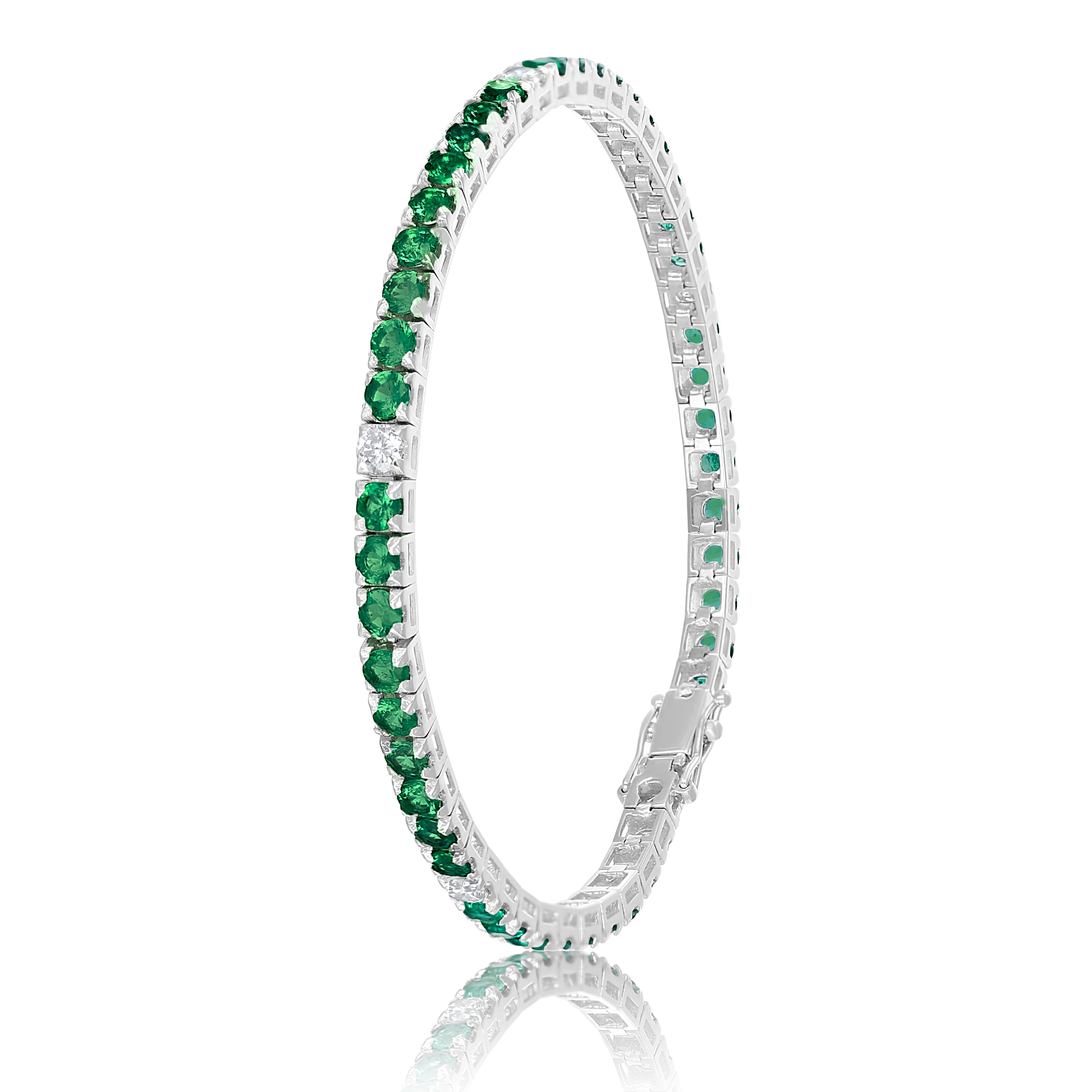 Bracciale - 18 carati Oro bianco - 0.50ct. tw. Diamante (Naturale) - Smeraldo