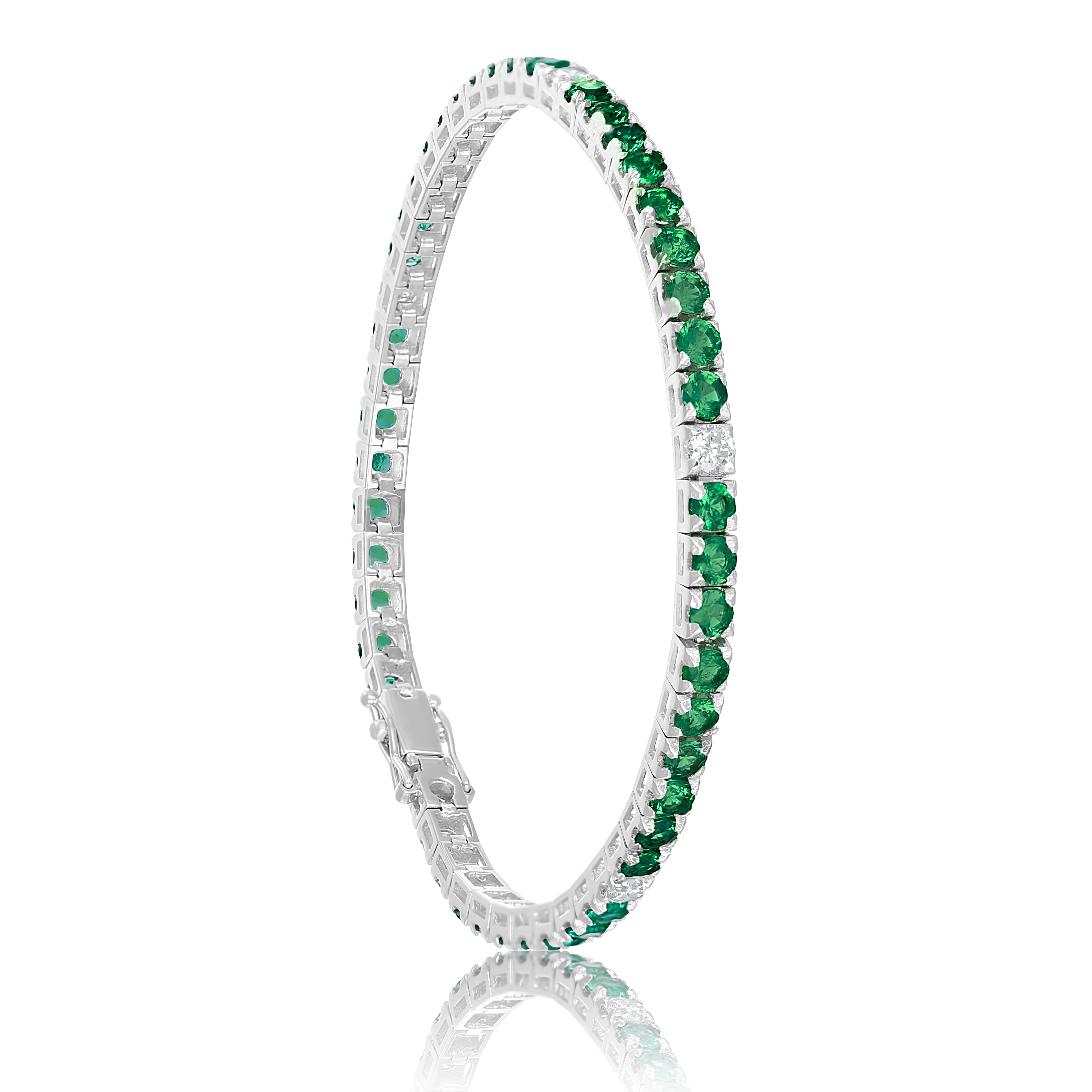 Bracciale - 18 carati Oro bianco - 0.50ct. tw. Diamante (Naturale) - Smeraldo