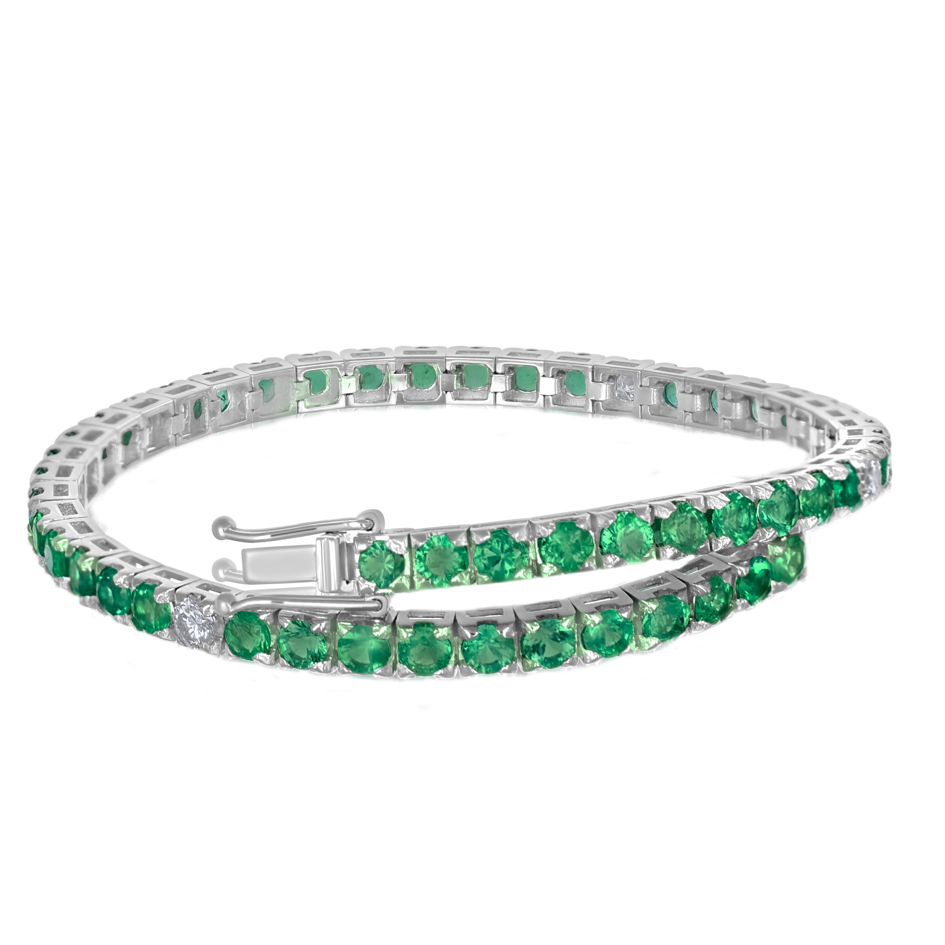 Bracciale - 18 carati Oro bianco - 0.50ct. tw. Diamante (Naturale) - Smeraldo