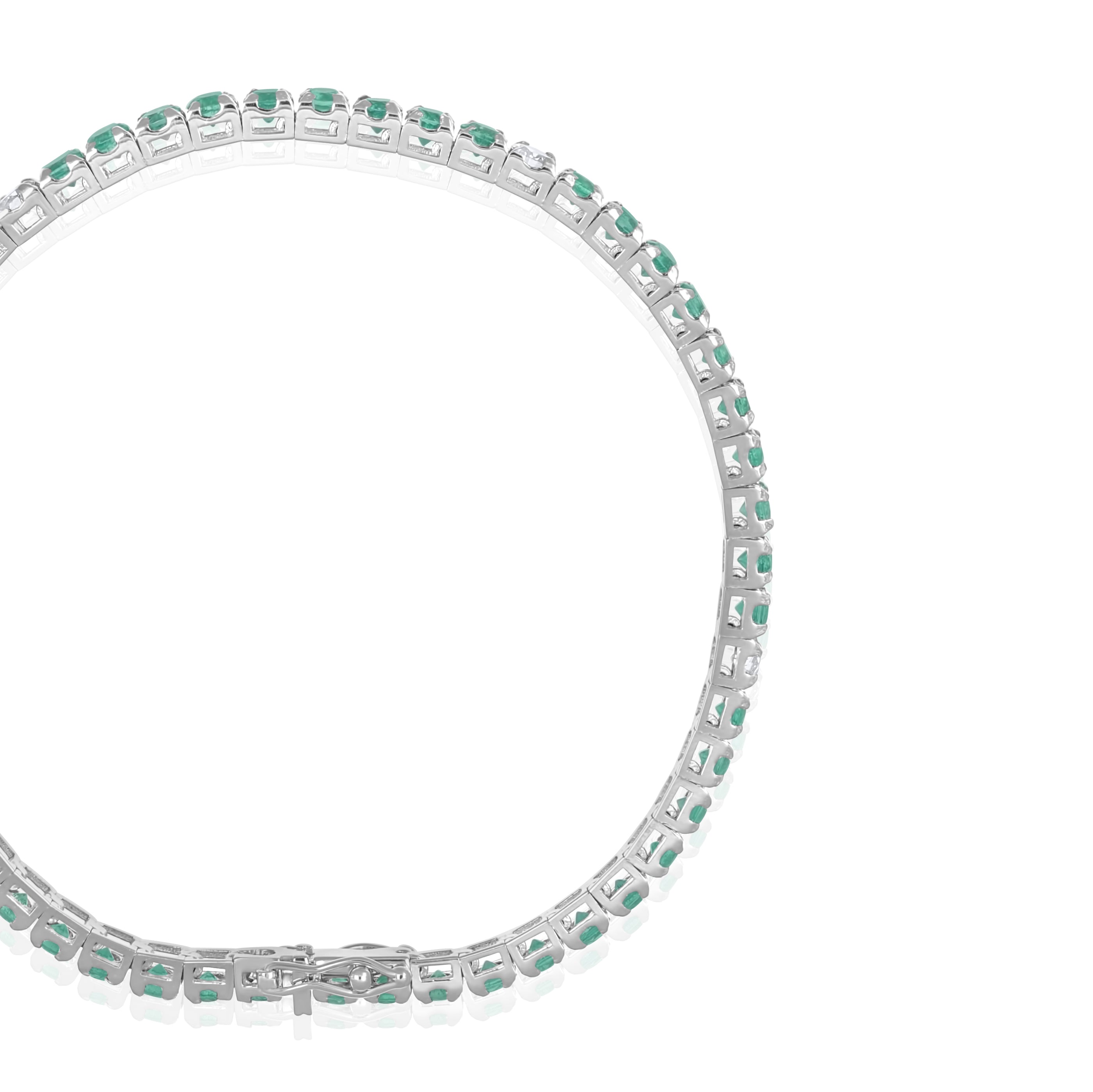 Bracciale - 18 carati Oro bianco - 0.50ct. tw. Diamante (Naturale) - Smeraldo