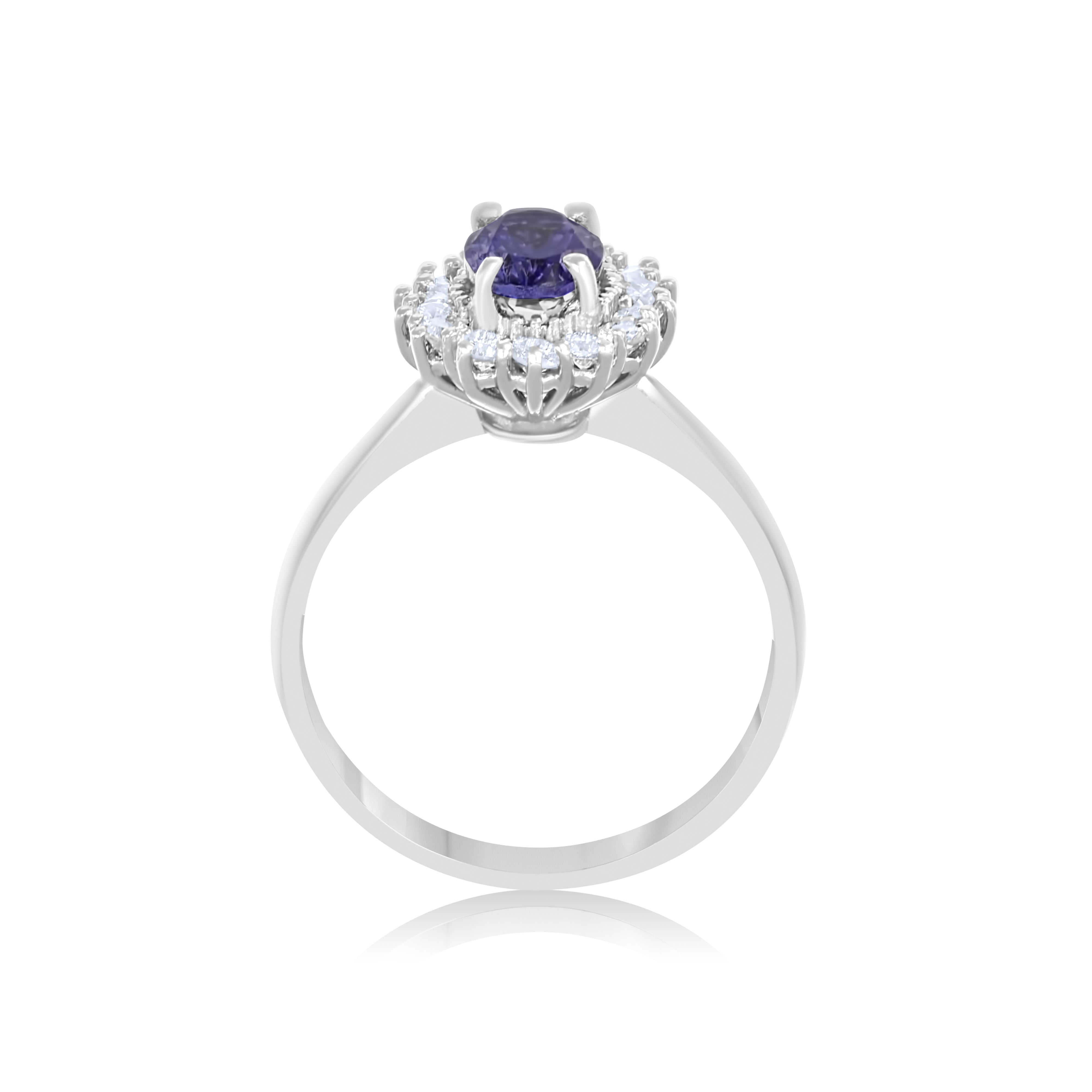 Anello - 18 carati Oro bianco Diamante (Naturale) - Tanzanite