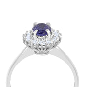 Anello - 18 carati Oro bianco Diamante (Naturale) - Tanzanite