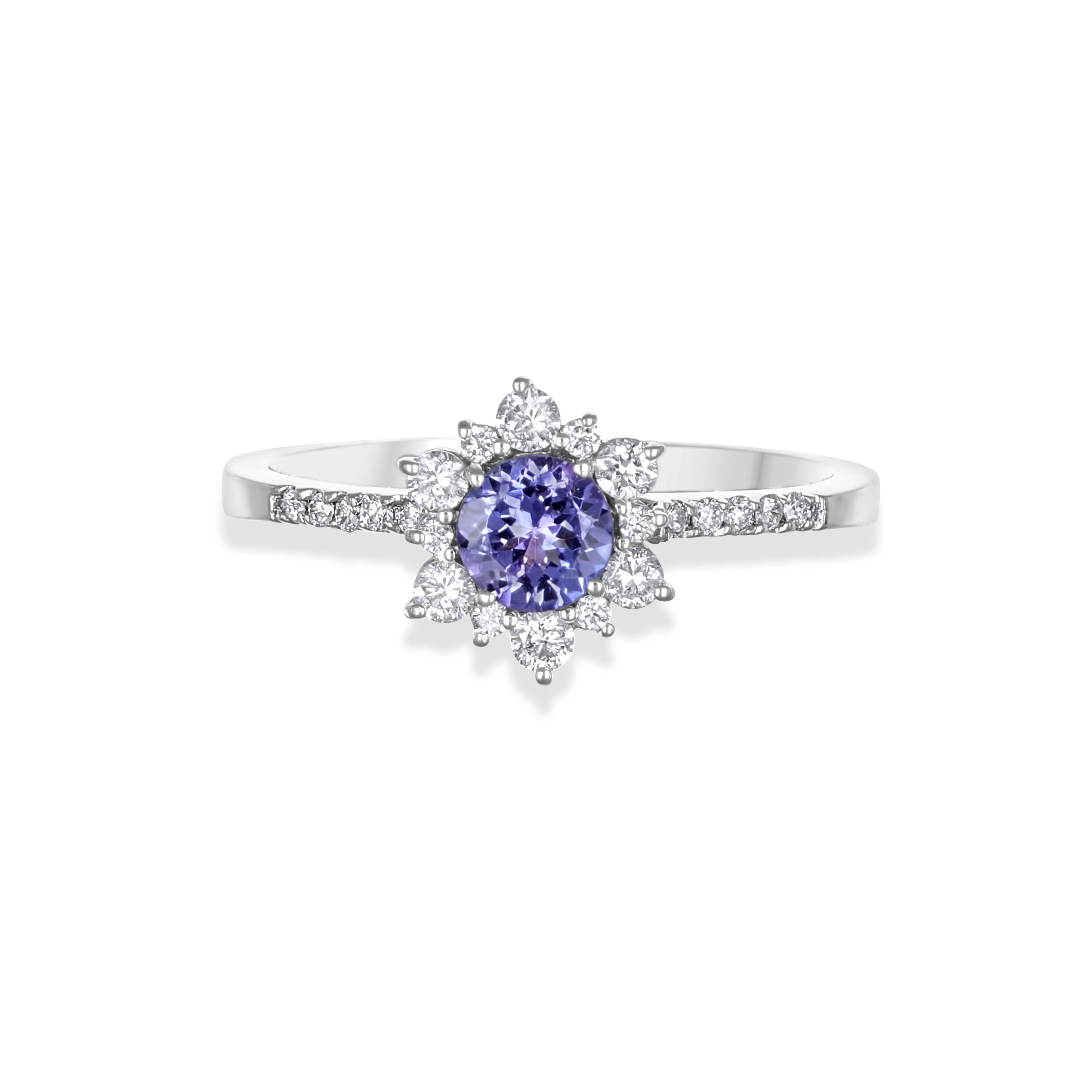 Anello - 18 carati Oro bianco - 0.38ct. tw. Diamante (Naturale) - Tanzanite