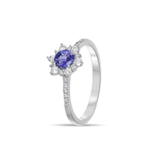 Anello - 18 carati Oro bianco - 0.38ct. tw. Diamante (Naturale) - Tanzanite