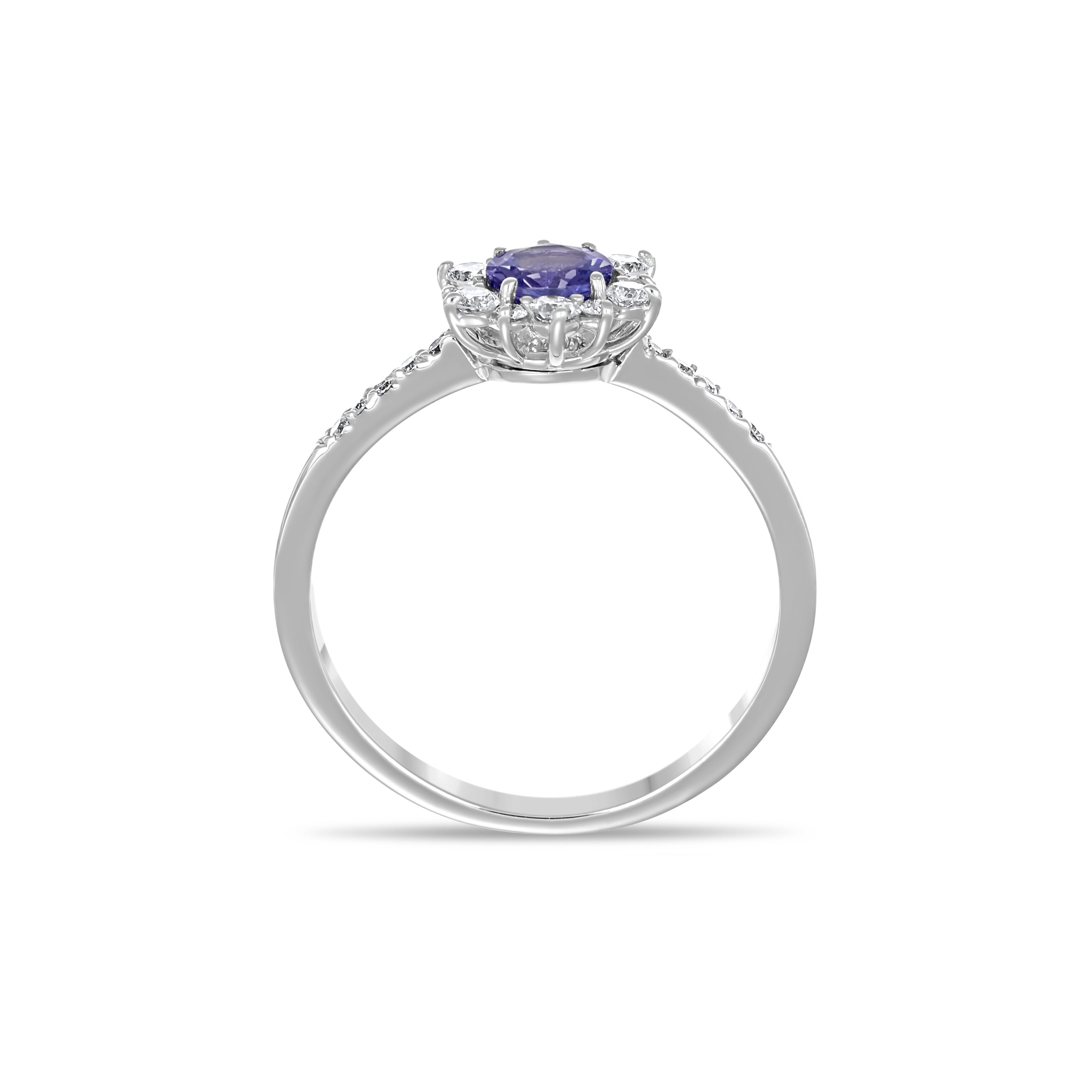 Anello - 18 carati Oro bianco - 0.38ct. tw. Diamante (Naturale) - Tanzanite