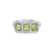 Anello - 18 carati Oro bianco - 0.48ct. tw. Diamante (Naturale) - Peridoto