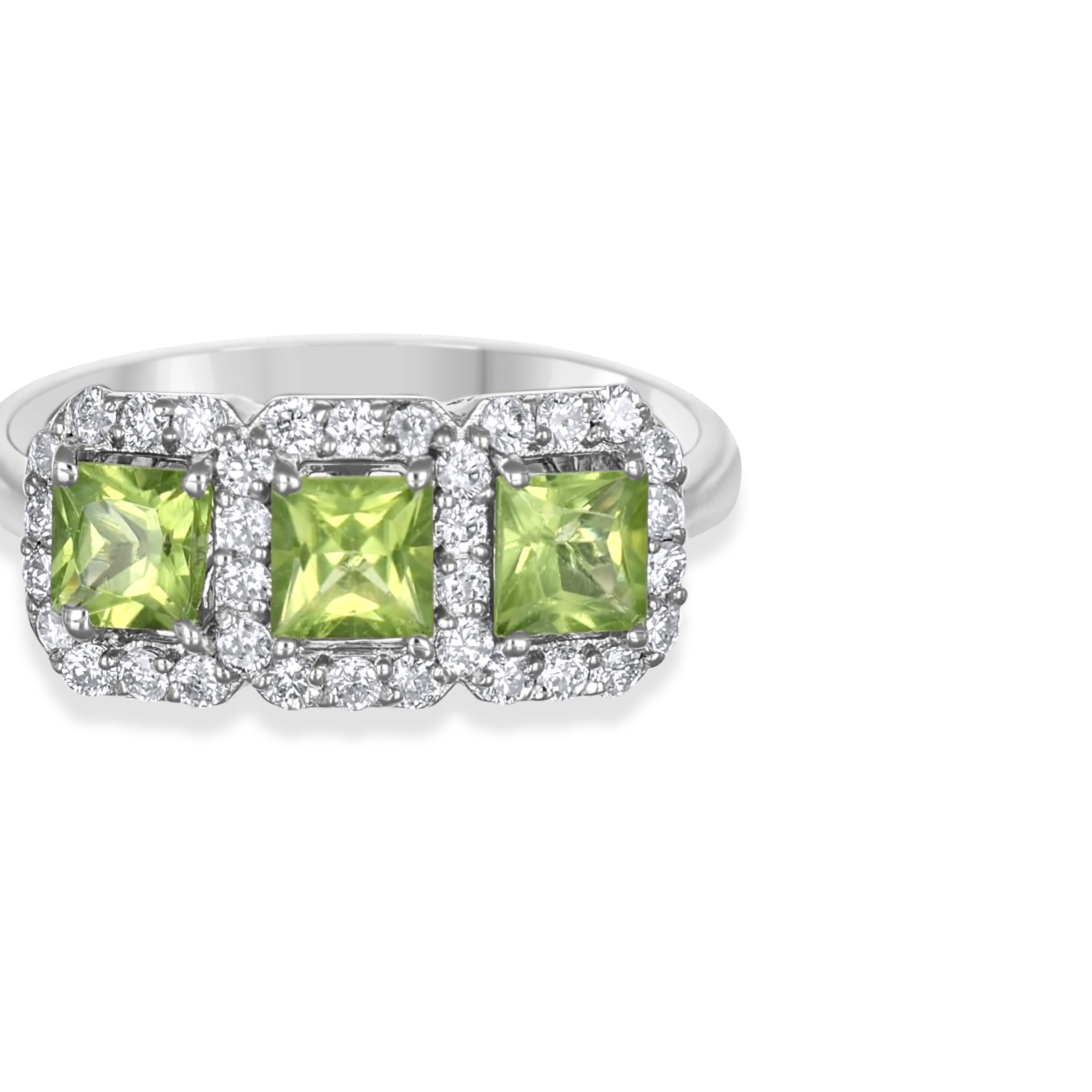 Anello - 18 carati Oro bianco - 0.48ct. tw. Diamante (Naturale) - Peridoto