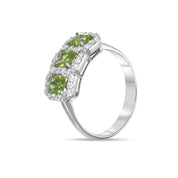 Anello - 18 carati Oro bianco - 0.48ct. tw. Diamante (Naturale) - Peridoto