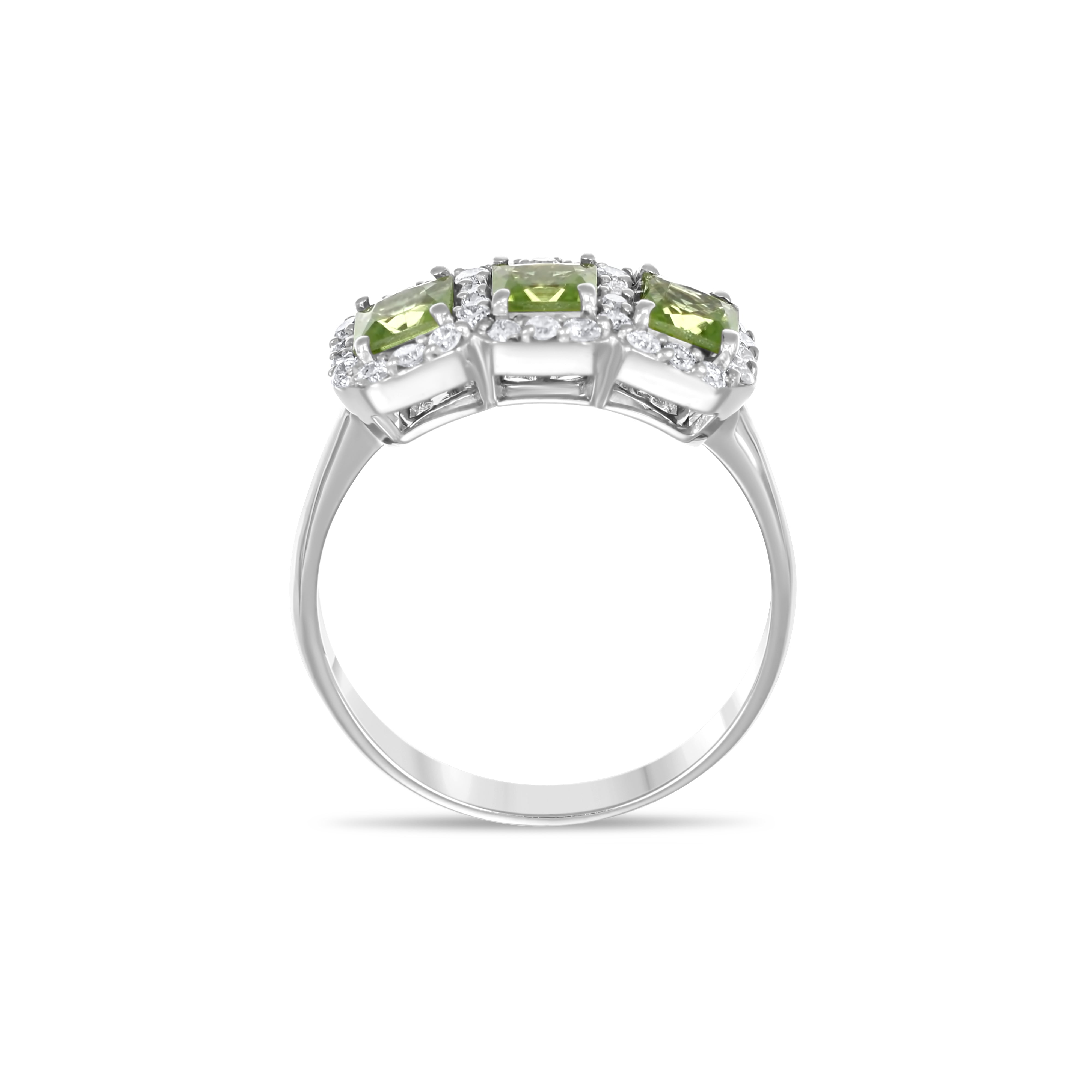 Anello - 18 carati Oro bianco - 0.48ct. tw. Diamante (Naturale) - Peridoto