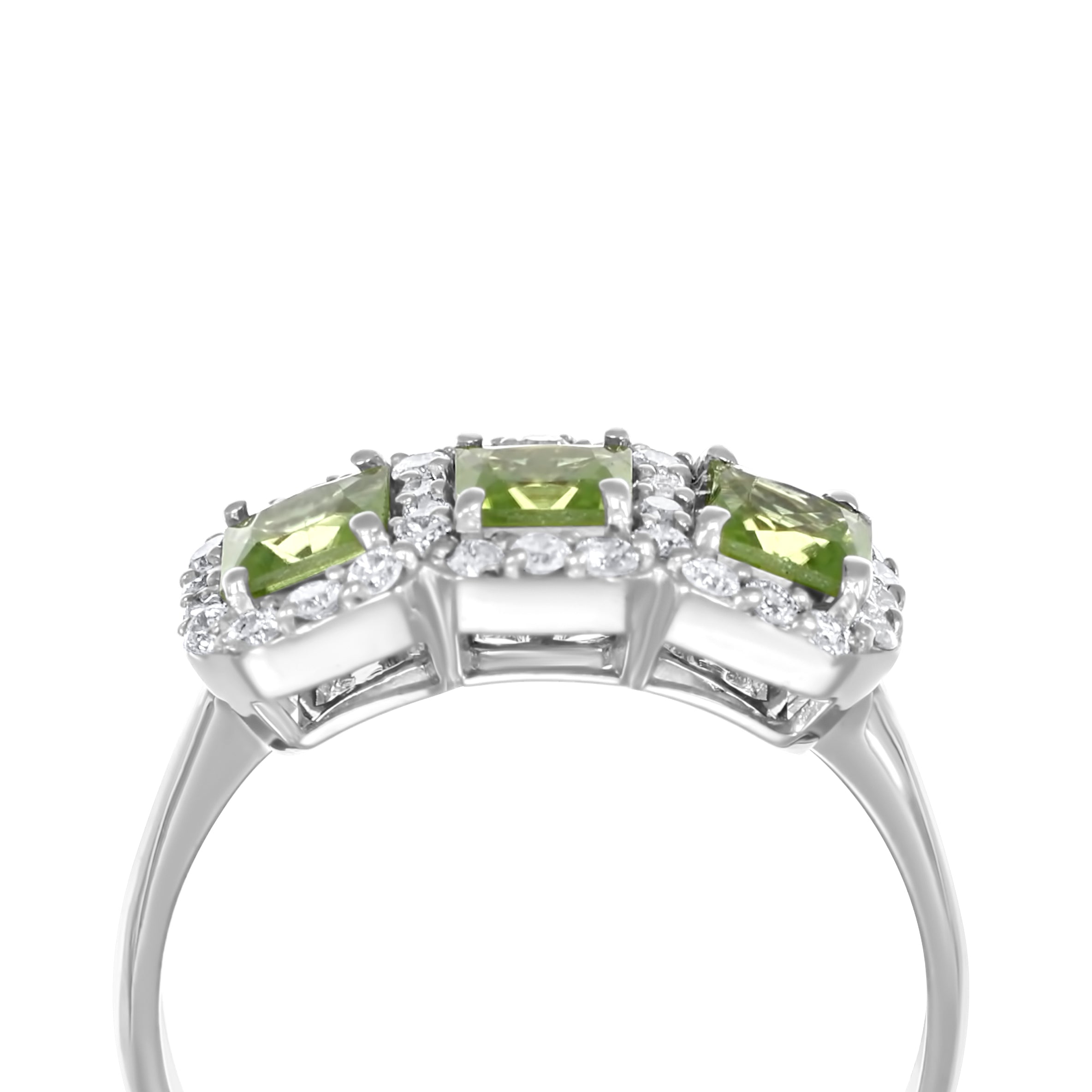 Anello - 18 carati Oro bianco - 0.48ct. tw. Diamante (Naturale) - Peridoto