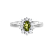 Anello - 18 carati Oro bianco - 1.09ct. tw. Peridoto - Diamante