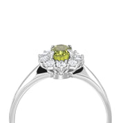 Anello - 18 carati Oro bianco - 1.09ct. tw. Peridoto - Diamante