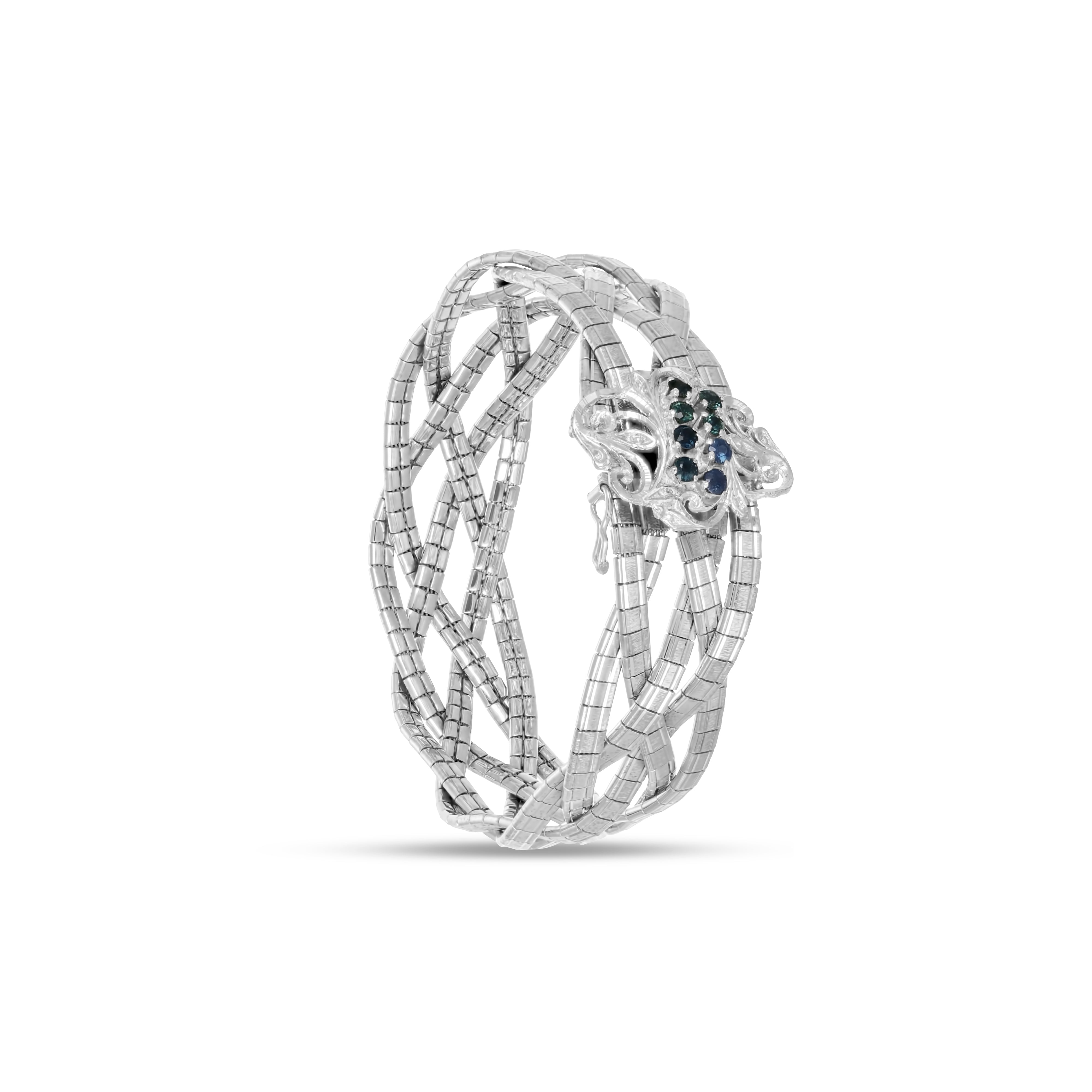 Bracciale - 18 carati Oro bianco - 0.40ct. tw. Zaffiro