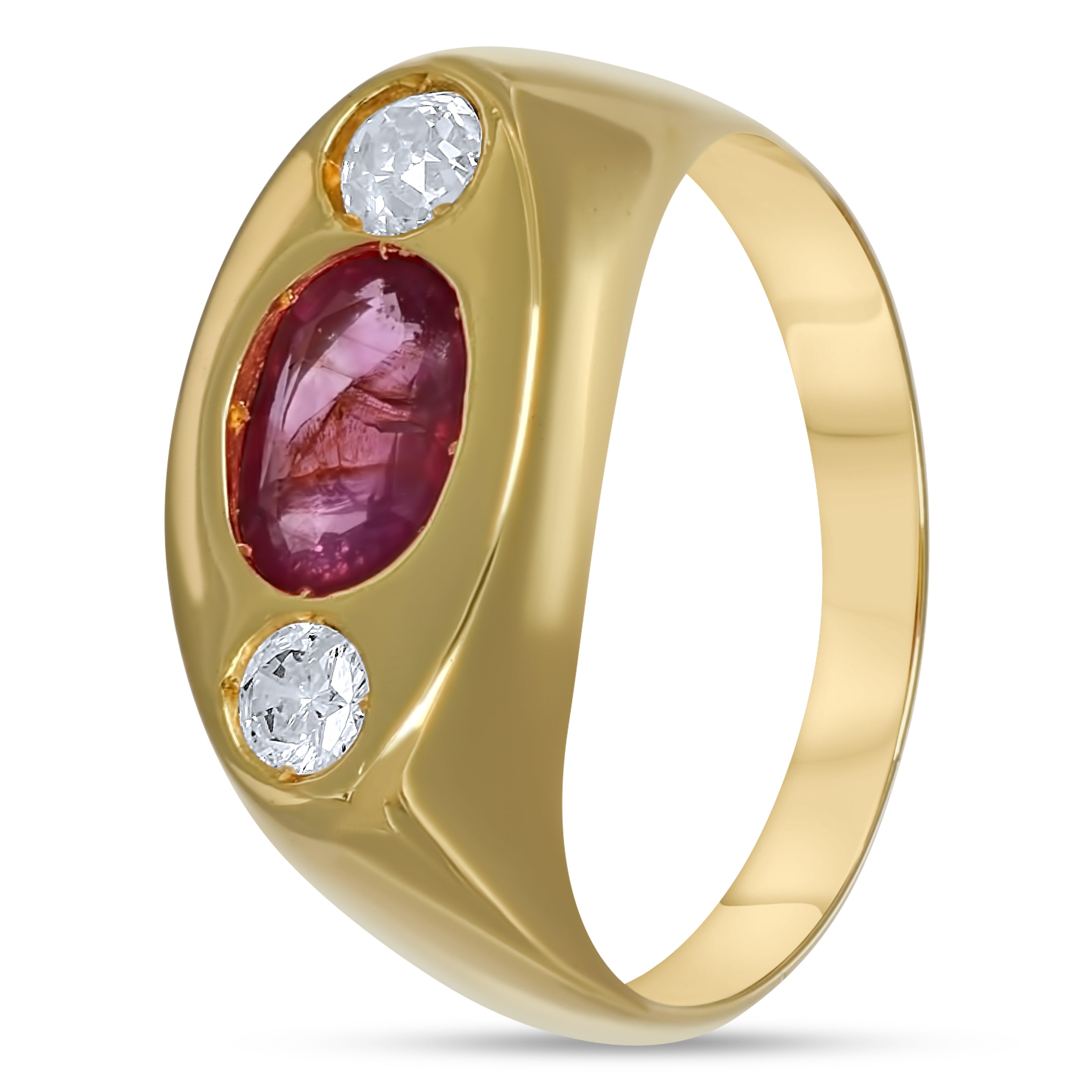 Anello - Oro giallo 18 kt. - 0,97 ct. tw. Rubino - Diamante