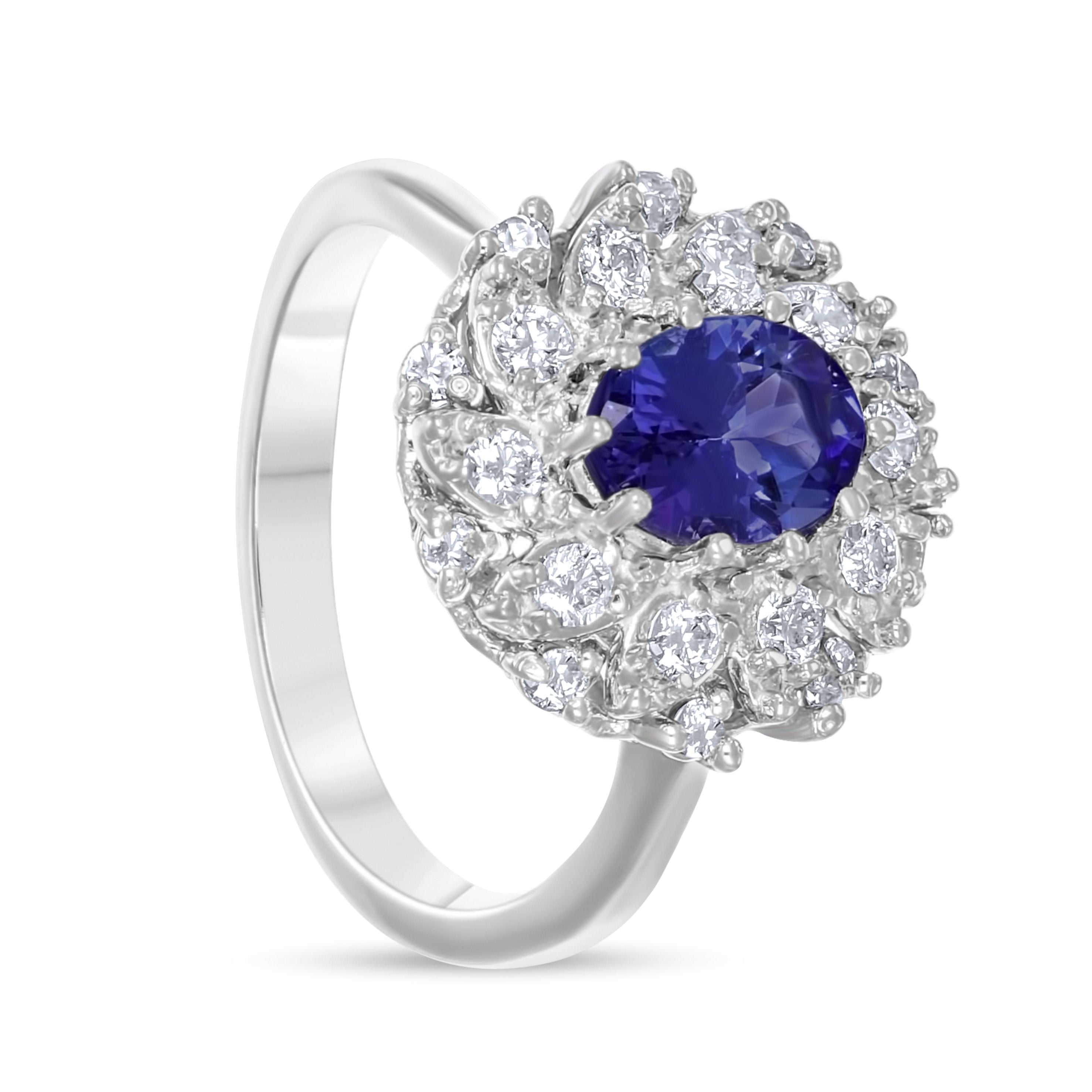 Anello - 18 carati Oro bianco - 1.85ct. tw. Tanzanite - Diamante