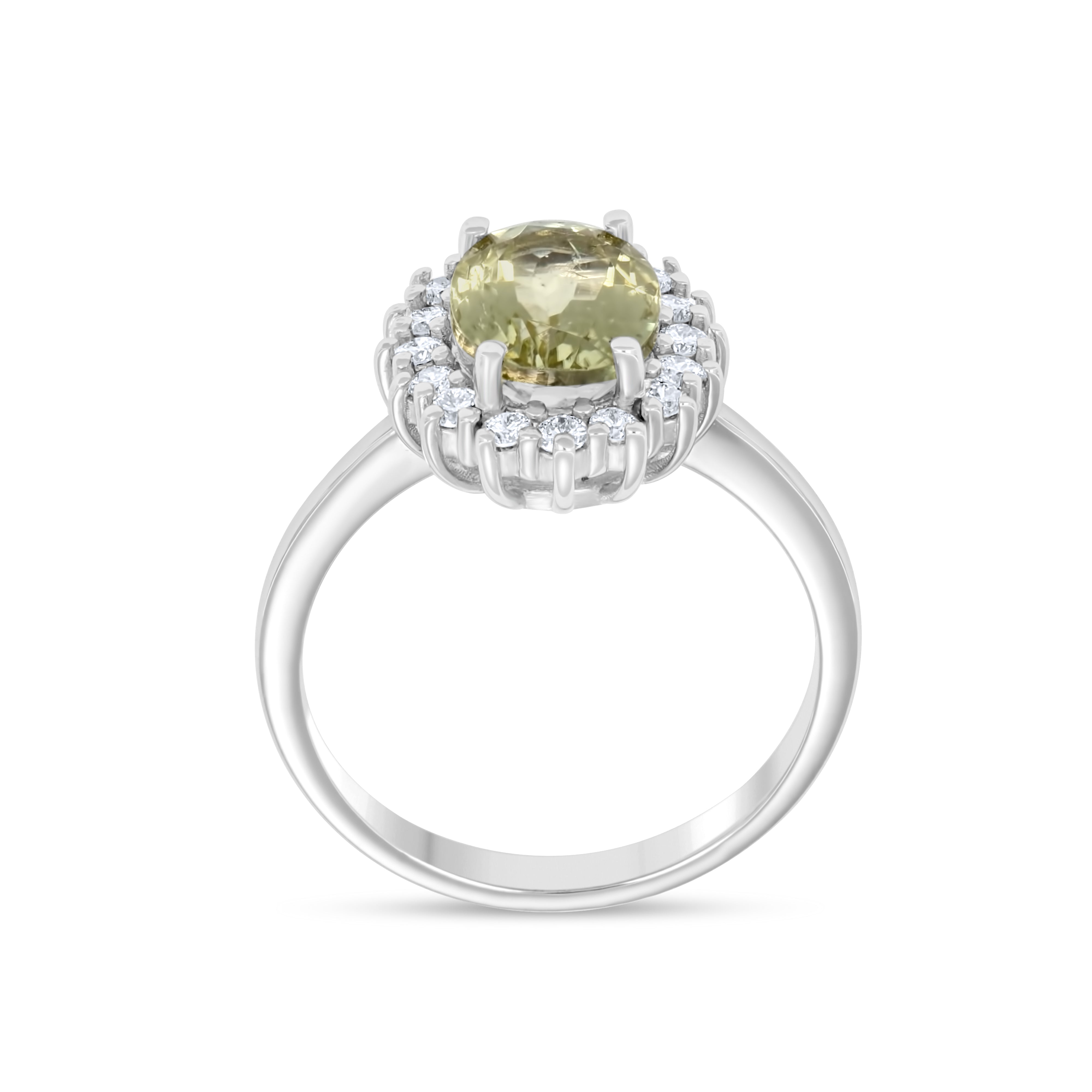 Anello - 18 carati Oro bianco - 2.59ct. tw. Tormalina - Diamante