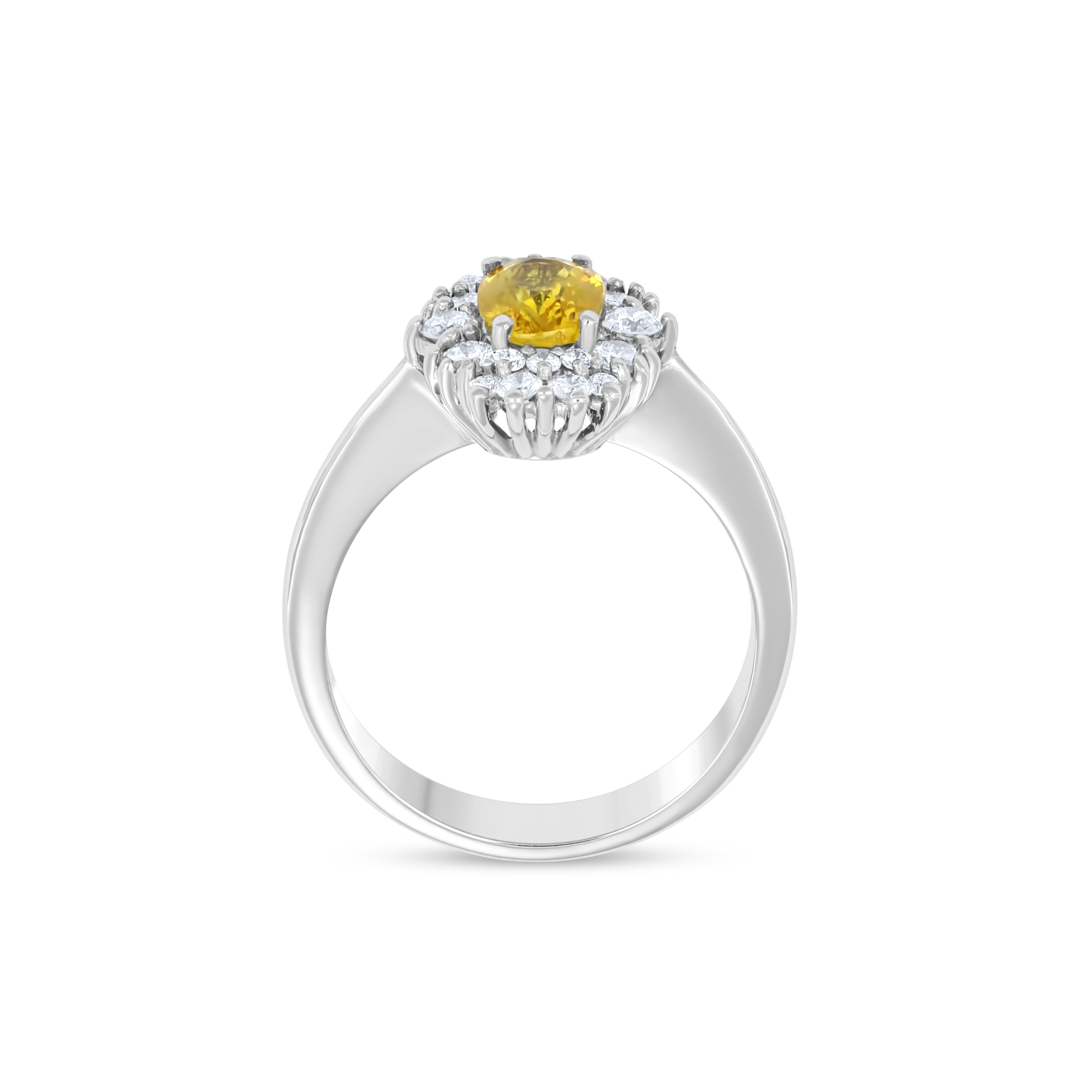 Anello - 18 carati Oro bianco - 1.46ct. tw. Tormalina - Diamante