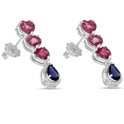 Orecchini - 18 carati Oro bianco, Diamanti - 5.24ct. tw. Tormalina - Iolite