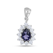 Ciondolo - 18 carati Oro bianco - 1.14ct. tw. Iolite - Diamante