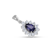 Ciondolo - 18 carati Oro bianco - 1.14ct. tw. Iolite - Diamante