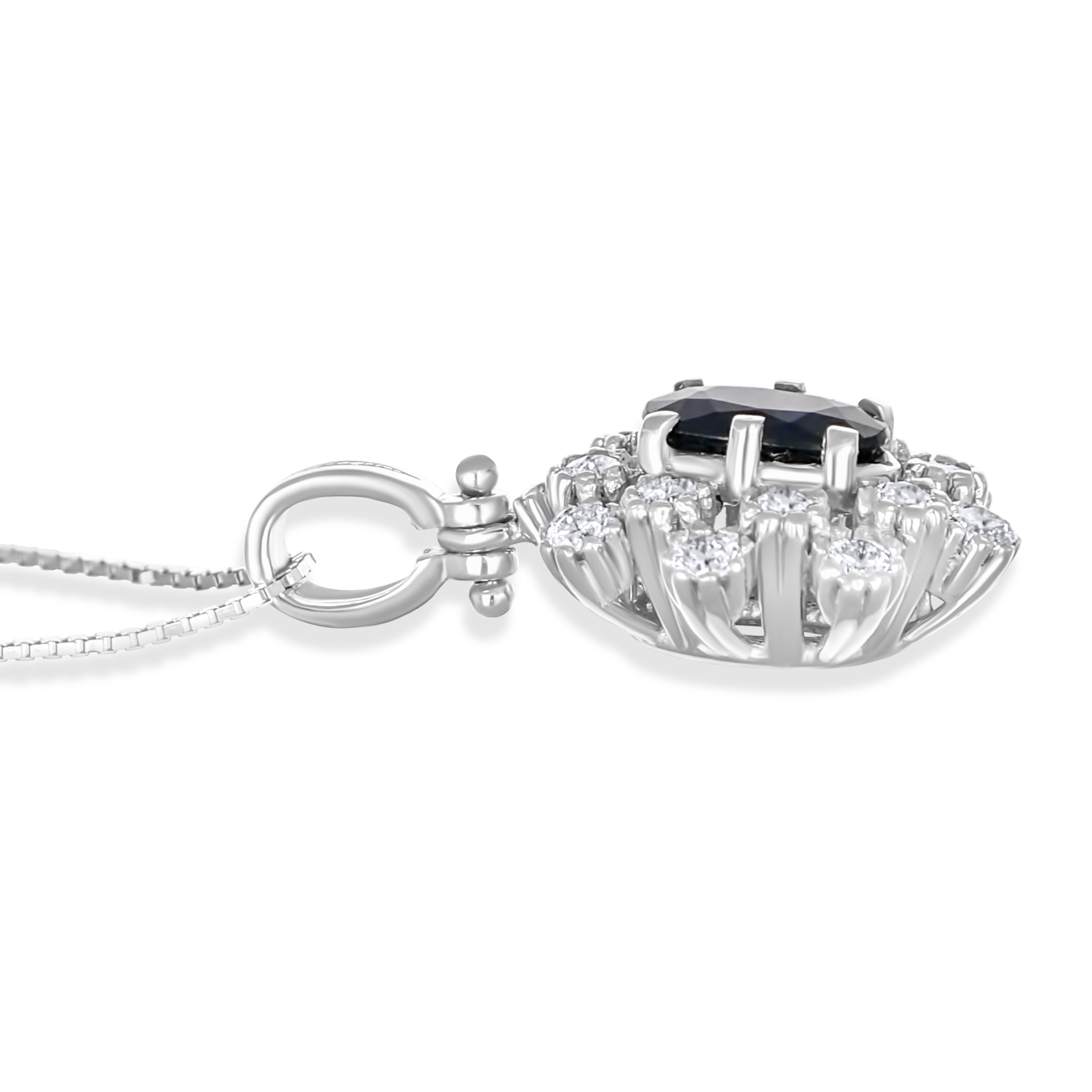 Collana con ciondolo - 18 carati Oro bianco - 0.87ct. tw. Zaffiro - Diamante