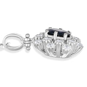 Collana con ciondolo - 18 carati Oro bianco - 0.87ct. tw. Zaffiro - Diamante